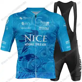 2024 Team Nice Métropole Côte d'Azur Комплект велосипедной майки Летняя велосипедная одежда Мужская рубашка для шоссейного велосипеда Костюм Велосипедный нагрудник Шорты MTB
