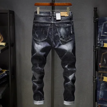 Модный мужской джинсовый бренд Robin 2020, хип-хоп, весна-осень, рваные мужские однотонные хлопковые носки полной длины средней длины черного цвета, распродажа