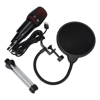 Микрофон для подкаста Кардиоидный микрофон с отключением звука одной кнопкой Широкое применение USB с защитной сеткой для компьютера в студии