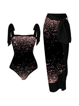 Роскошные Элегантные комплекты бикини со звездным принтом, купальник и юбка, асимметричный цельный купальник, Бразильский женский купальник